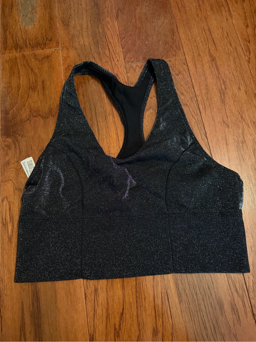 PINK Victoria's Secret Black Shimmer Racerback Sports Bra